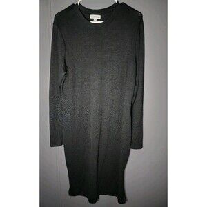 Prologue Long Sleeve T-Shirt Dress Womens Sz Large Black Side Slit